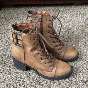Elegant Tan Lace-Up Boots for Women